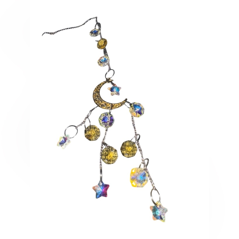 Large Crystal Suncatchers with Silver or Gold Moons and Crystal Stars and Discs - Picture 7 of 7